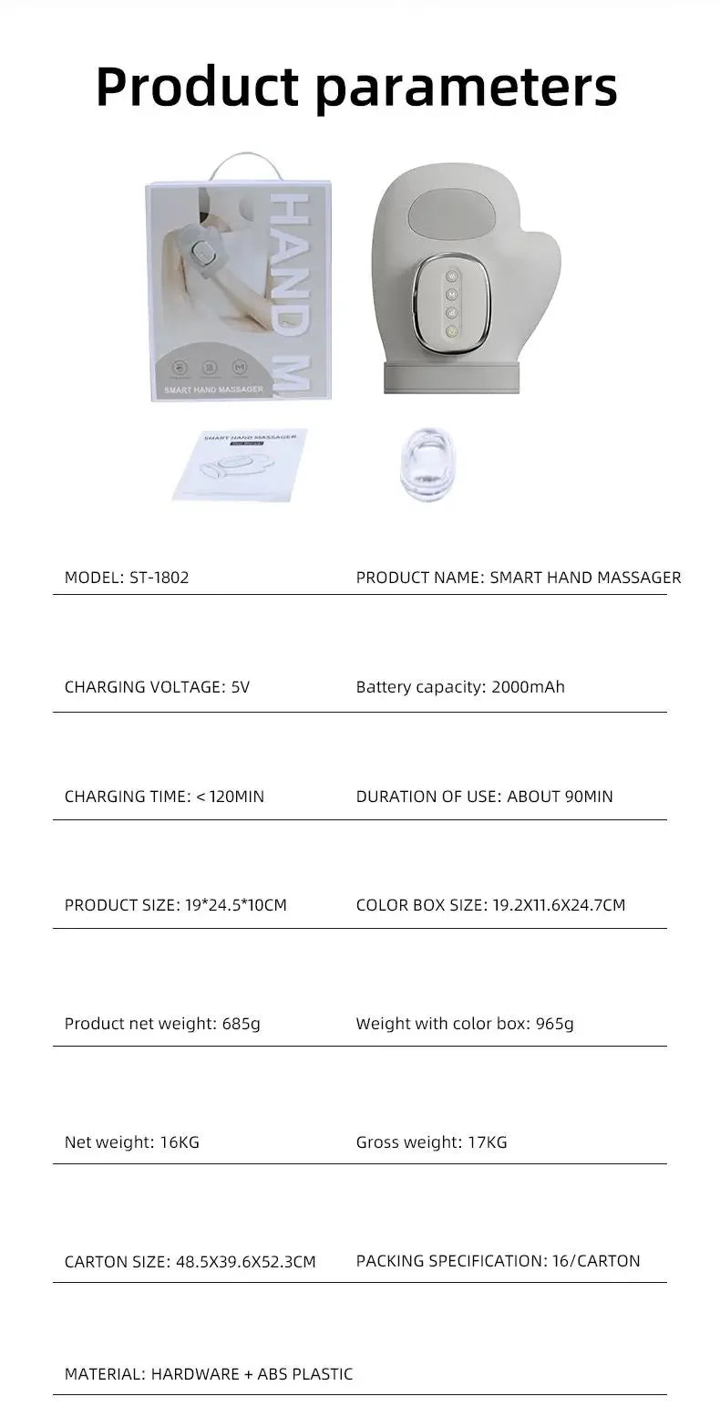 Hand Massager With Heat Airbag Compression Carpal Tunnel Wrist Kneading