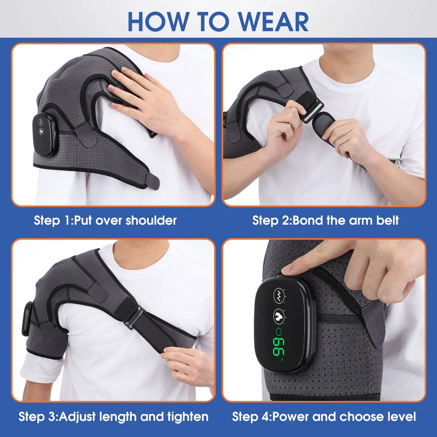 PASTSKY Electric Heating Shoulder Massage Brace For Arm Muscle Relaxation