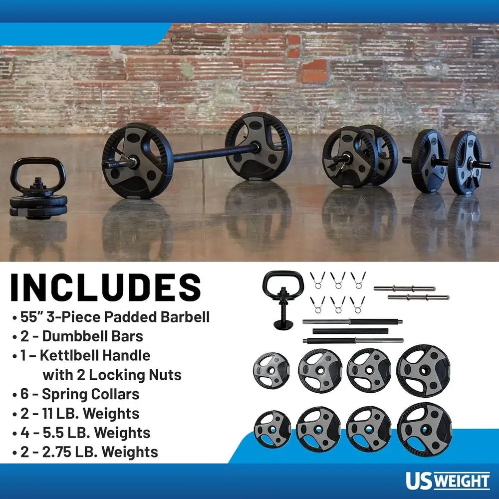 Adjustable Weight Set For Home Gym Bar And Accessories