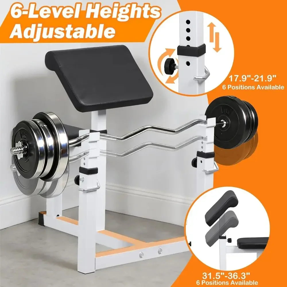 550-Pound Capacity Home Gym With Adjustable Curl Bench Bar Rack