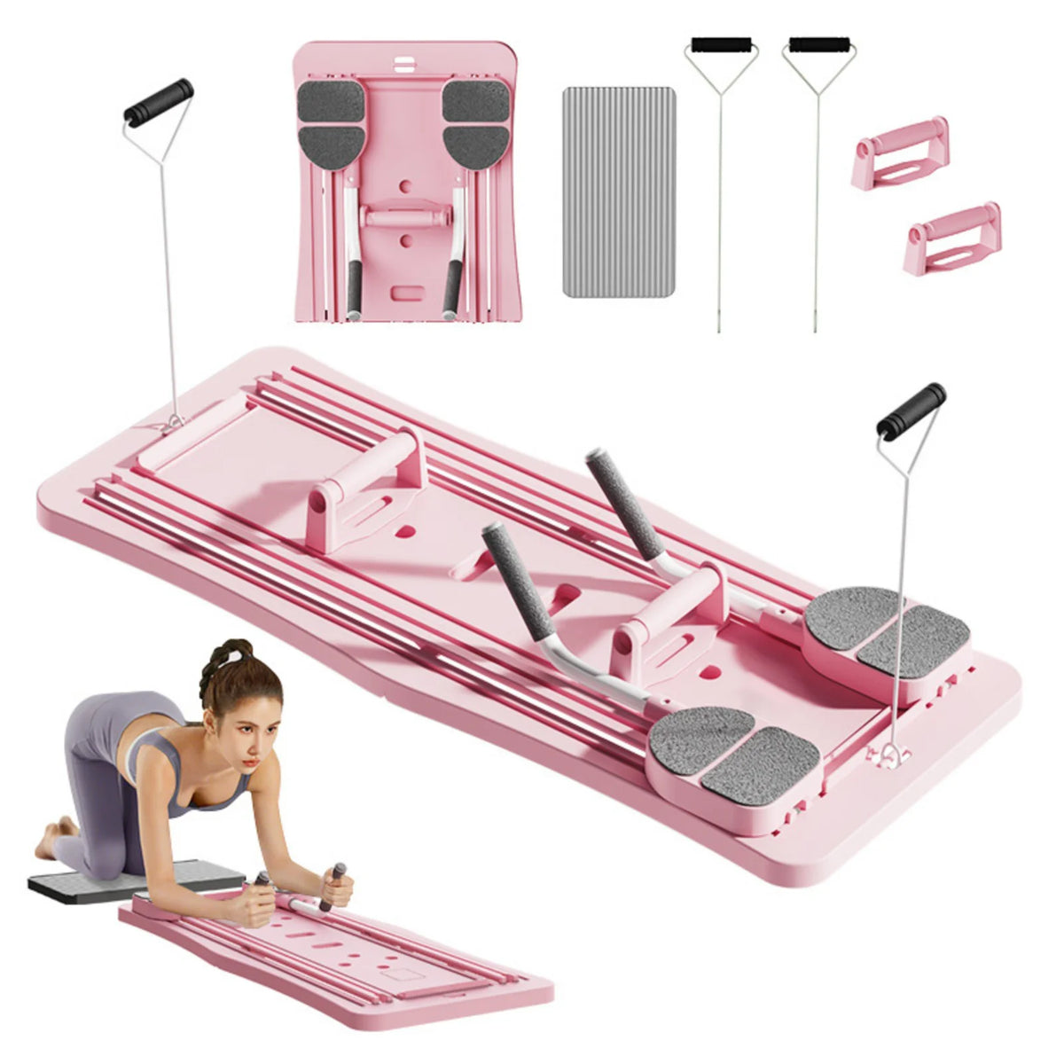 Foldable Multi-Functional Ab Workout Board With Resistance Bands