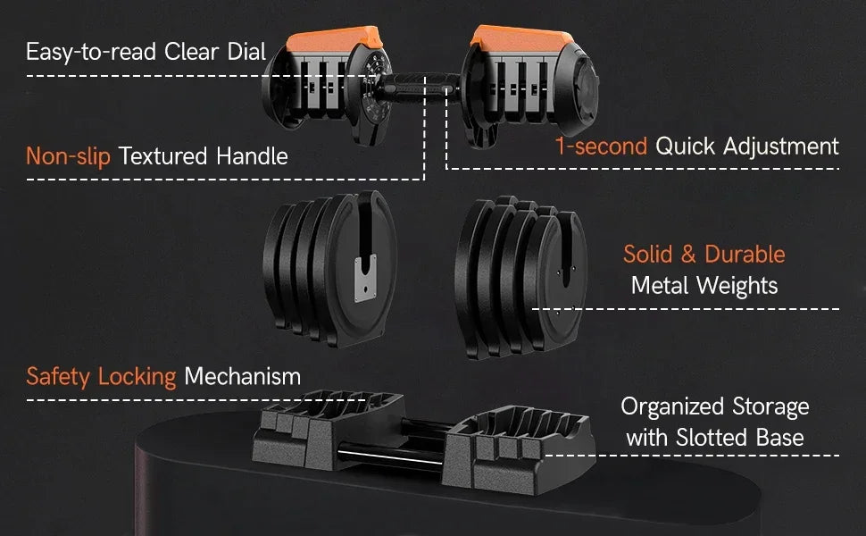 KERDOM Adjustable Dumbbell Set Barbell Kettlebell Push Up Stand
