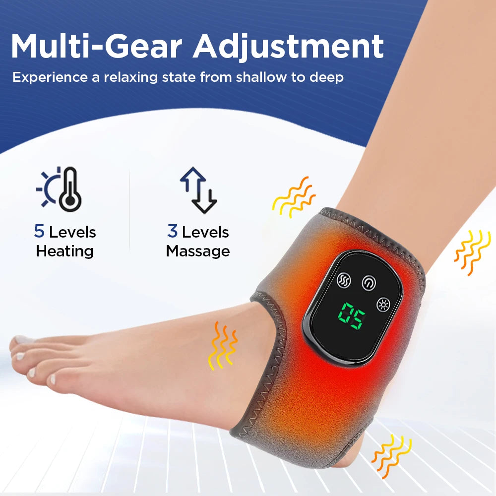 PastSky Electric Foot Massager With Heated Vibration Ankle Brace