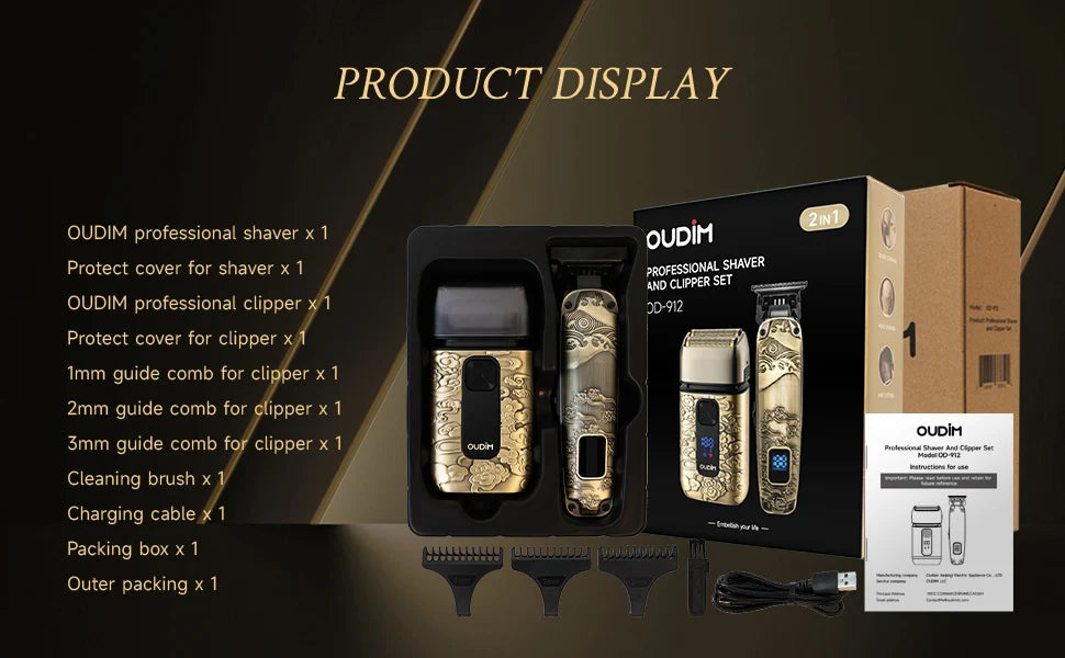 Oudim Triple Blade Foil Shaver For Men Grooming Kit