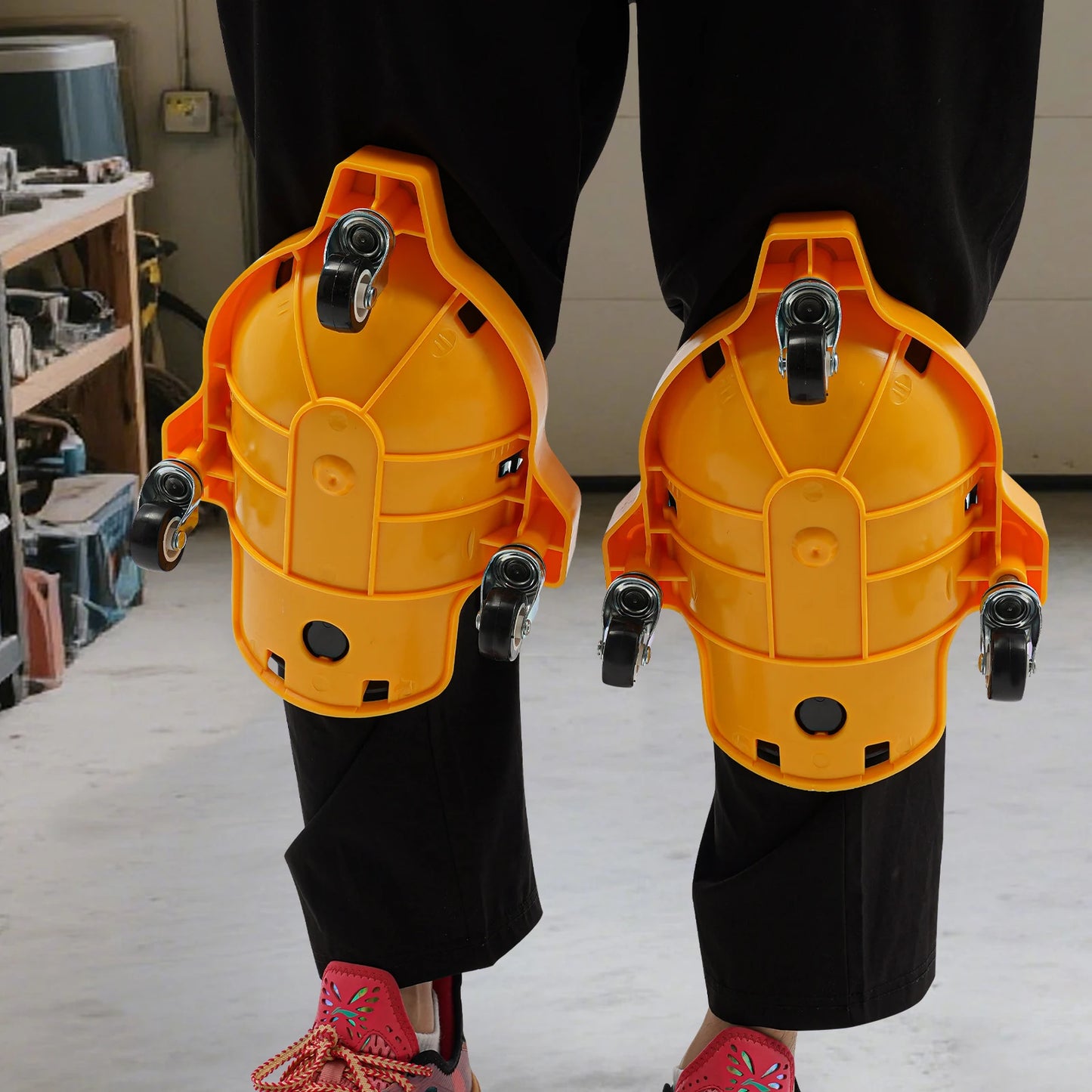 Rolling Knee-Pads With Advanced Three-Wheeled Sliding Mechanism And Adjustable Straps