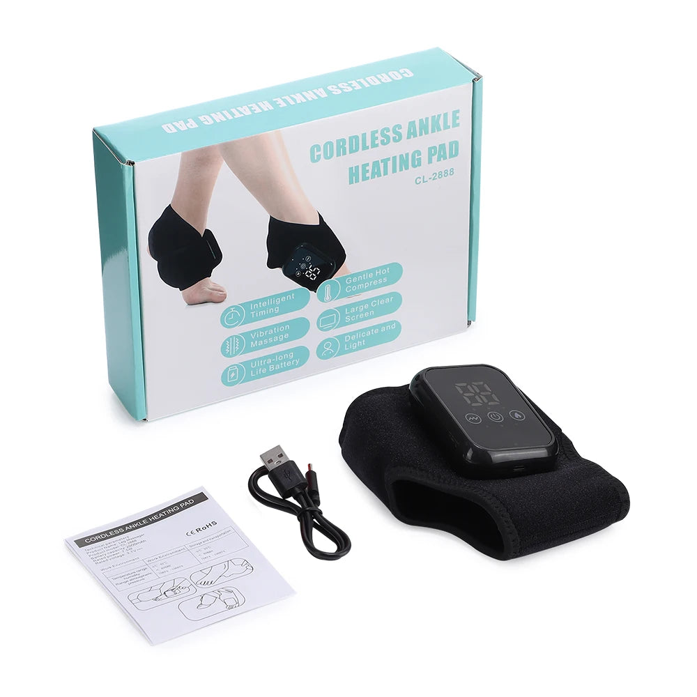 PastSky Cordless Electric Heating Ankle Guard With 3 Levels Massage