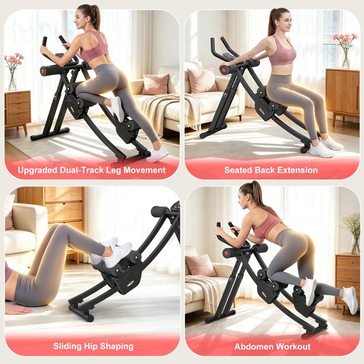 Dual Track Ab Machine Core Trainer With Adjustable Resistance LCD