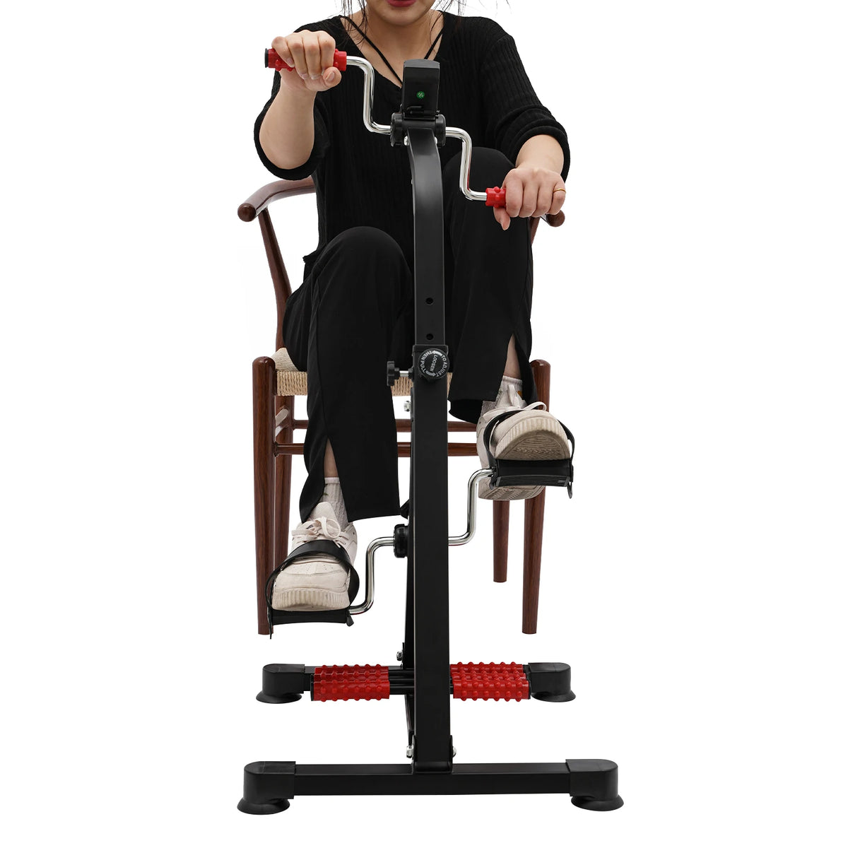 Step Machine, Pedal Exerciser Bike, Fitness Bike, Black Stationary Exercise Cycle with Monitor Pedals, Adjustable Resistance, LCD Display Tracks Time Count Distance Calories, Home Gym Cardio Trainer for Muscle Strengthening a
