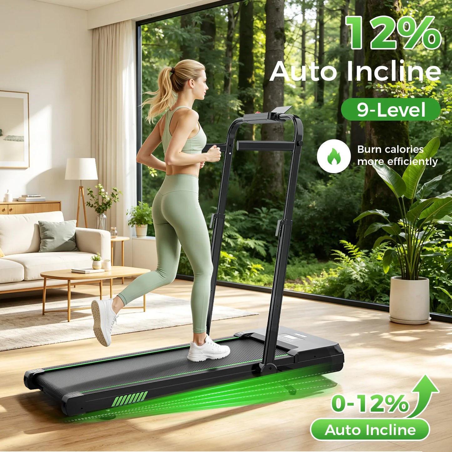 AKLUER Under Desk Walking Pad 12 Percent Auto Incline Treadmill Bluetooth App