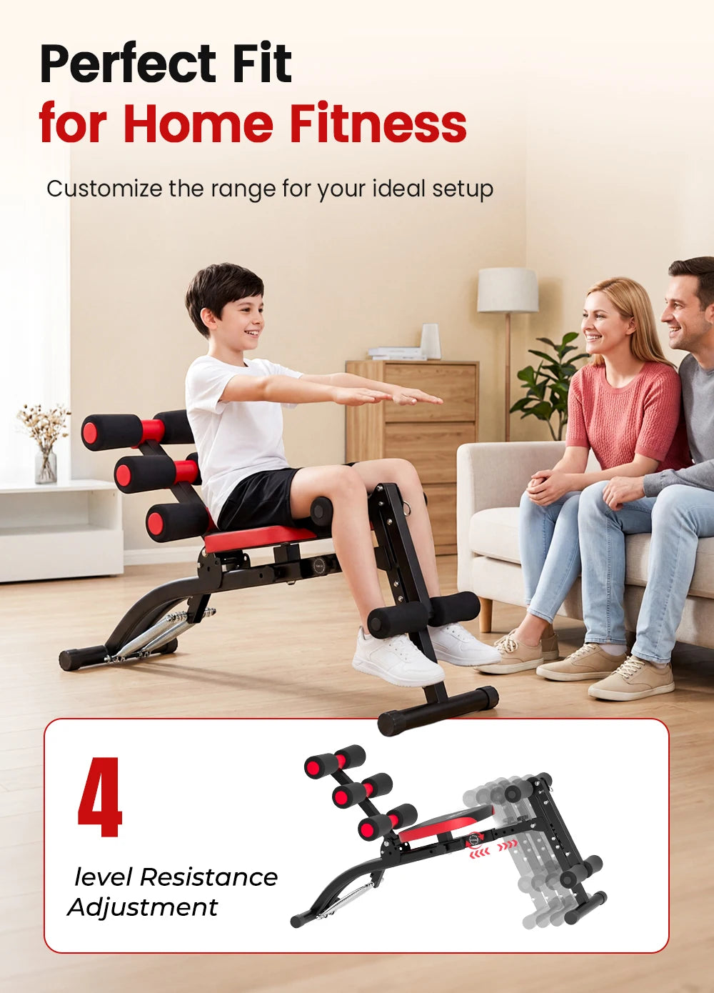 6 In 1 Adjustable Ab Workout Bench Foldable Home Gym