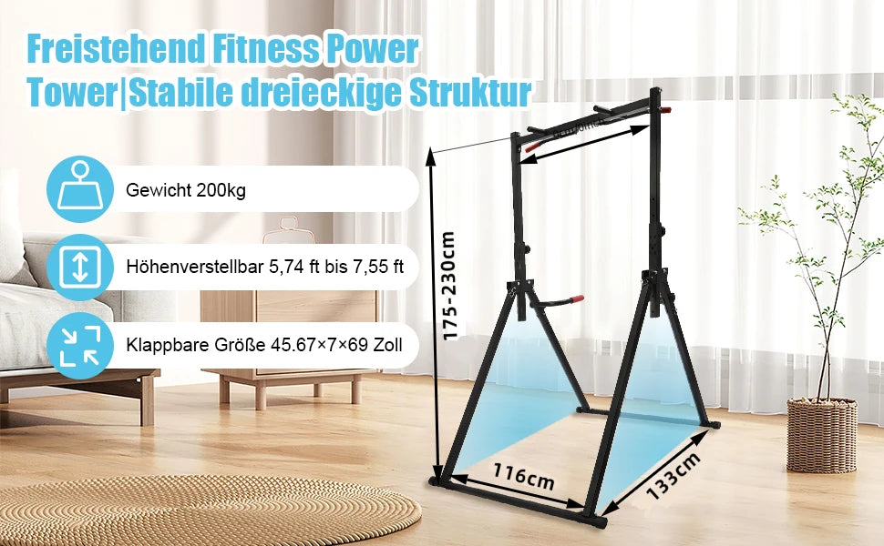 Adjustable Power Tower Pull Up And Dip Station Home Gym