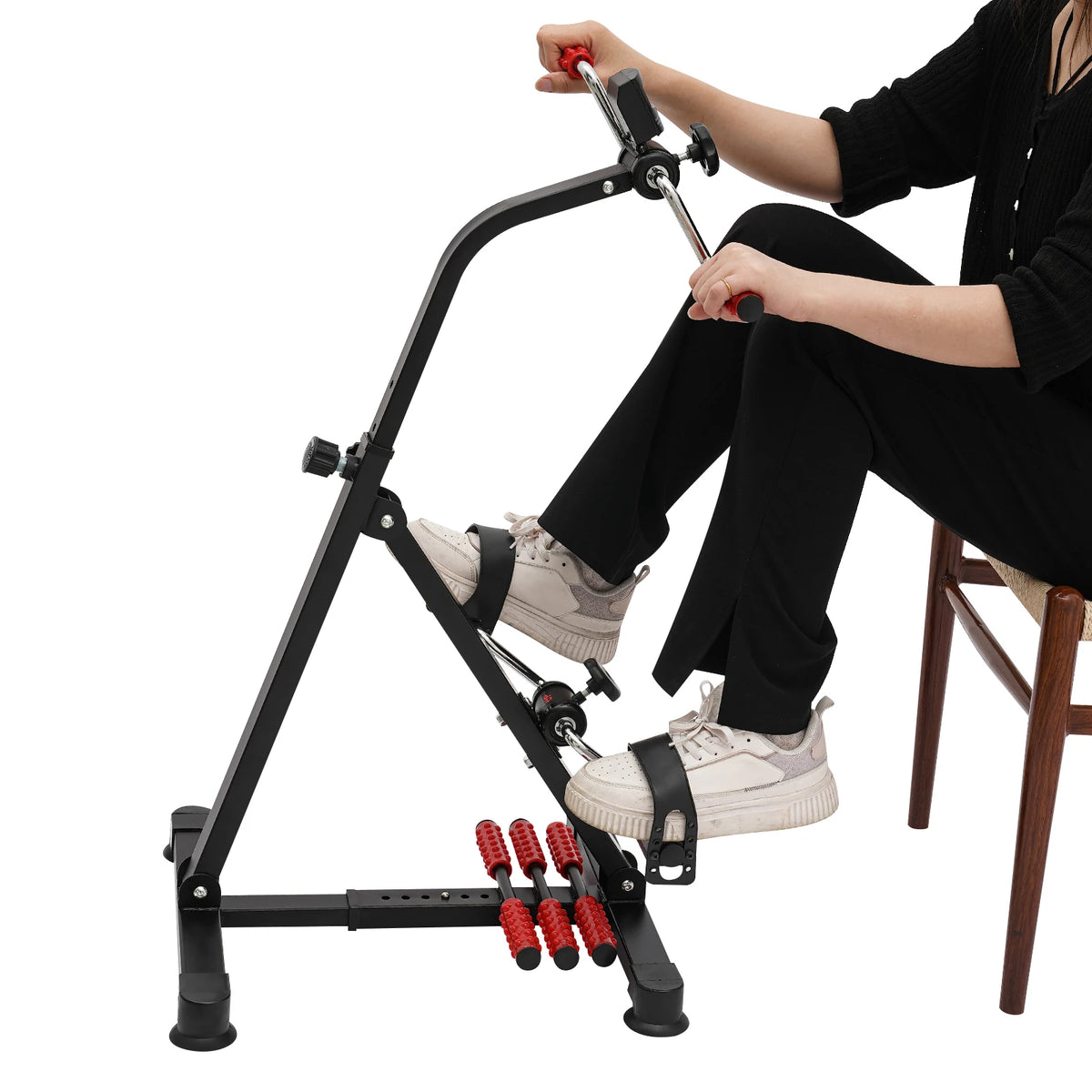Step Machine, Pedal Exerciser Bike, Fitness Bike, Black Stationary Exercise Cycle with Monitor Pedals, Adjustable Resistance, LCD Display Tracks Time Count Distance Calories, Home Gym Cardio Trainer for Muscle Strengthening a
