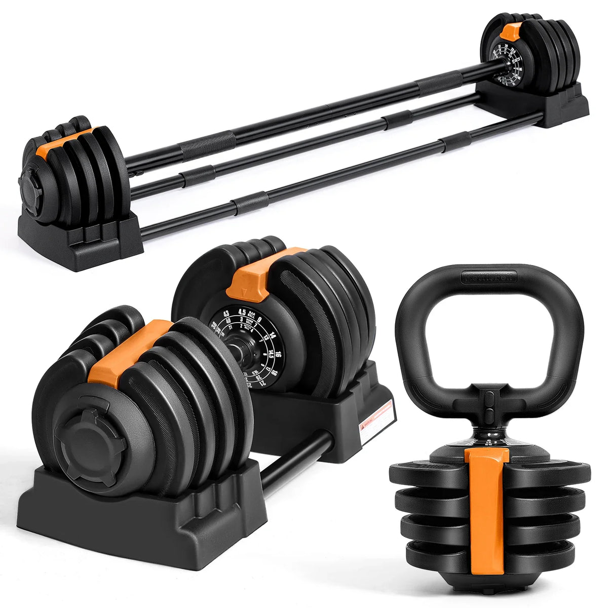 KERDOM Adjustable Dumbbell Set Barbell Kettlebell Push Up Stand