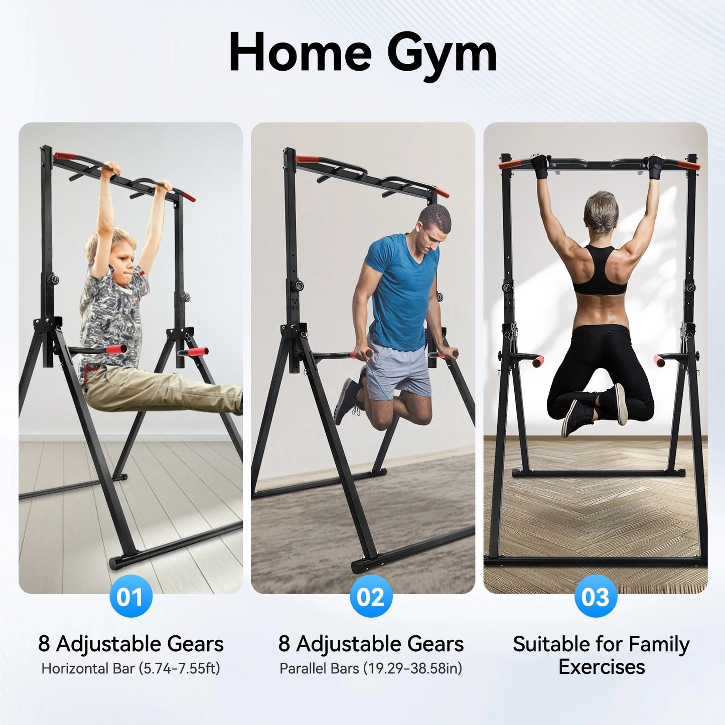 Adjustable Pull Up Bar 200kg Foldable Parallel Bars