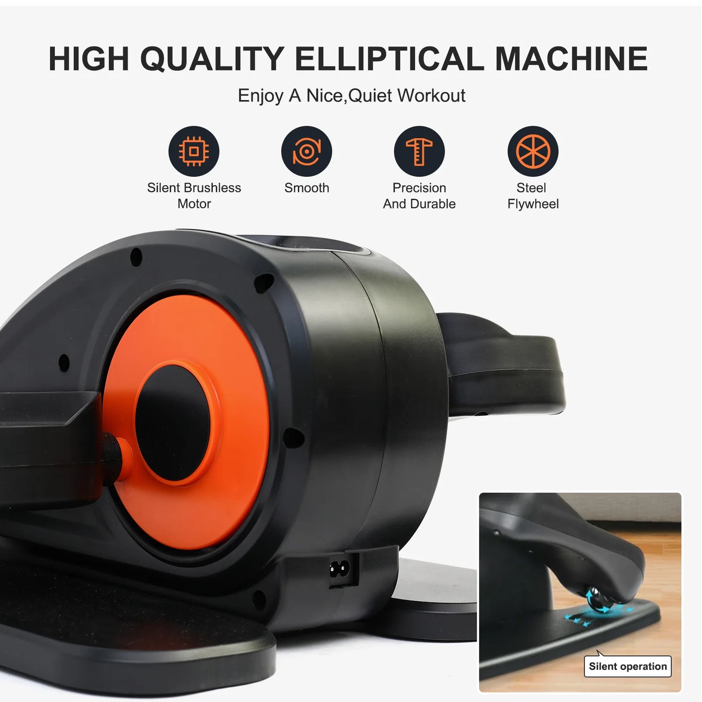 Gamewiu Elliptical Underdesk SeatedPedal Leg Exerciser with Twelve Adjustable Levels