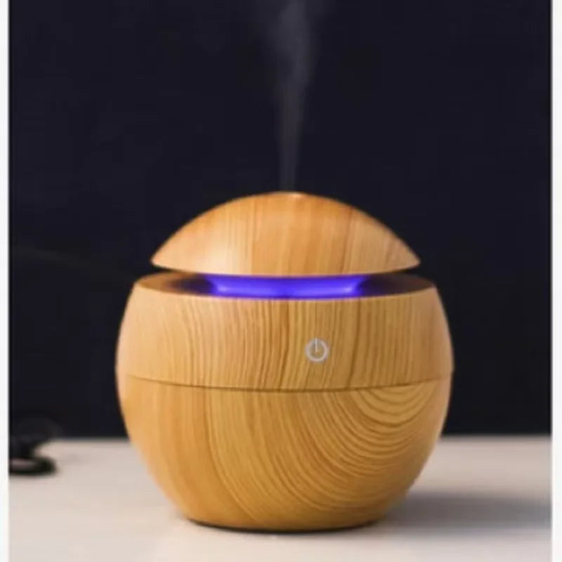 HOMEFISH Mini Wood Grain Spherical Desktop Humidifier Purifier Aromatherapy