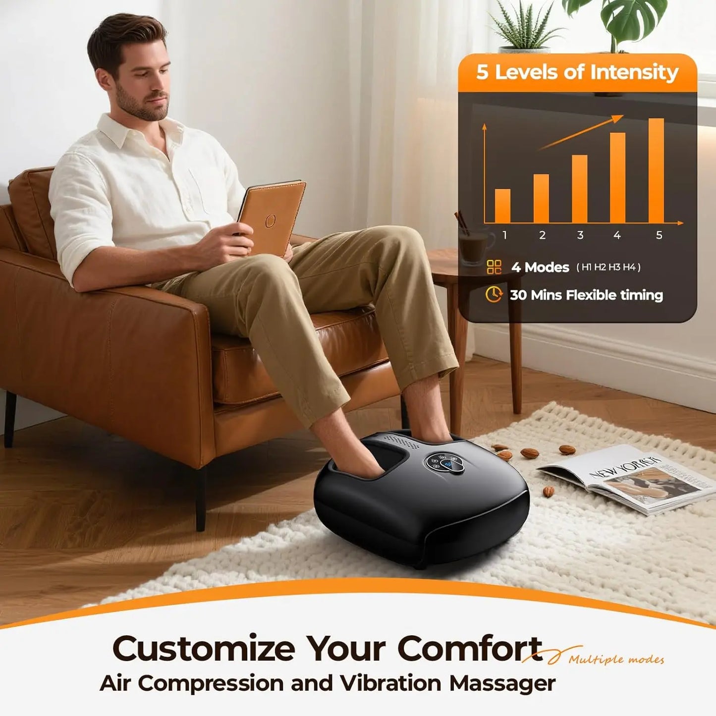 HTMM Shiatsu Foot Massager With Air Compression And Modes