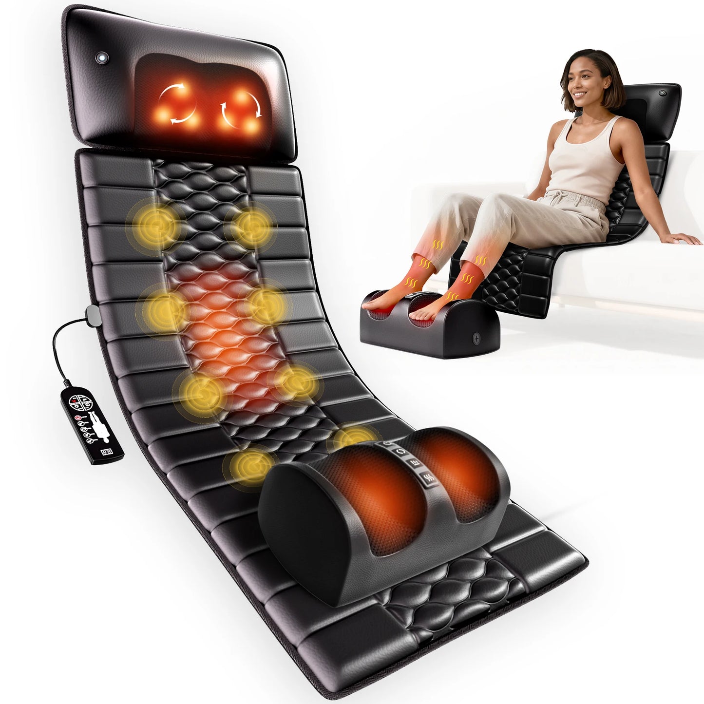 HIMOUTA Shiatsu Body Massage Mat With Heat And 10 Motors