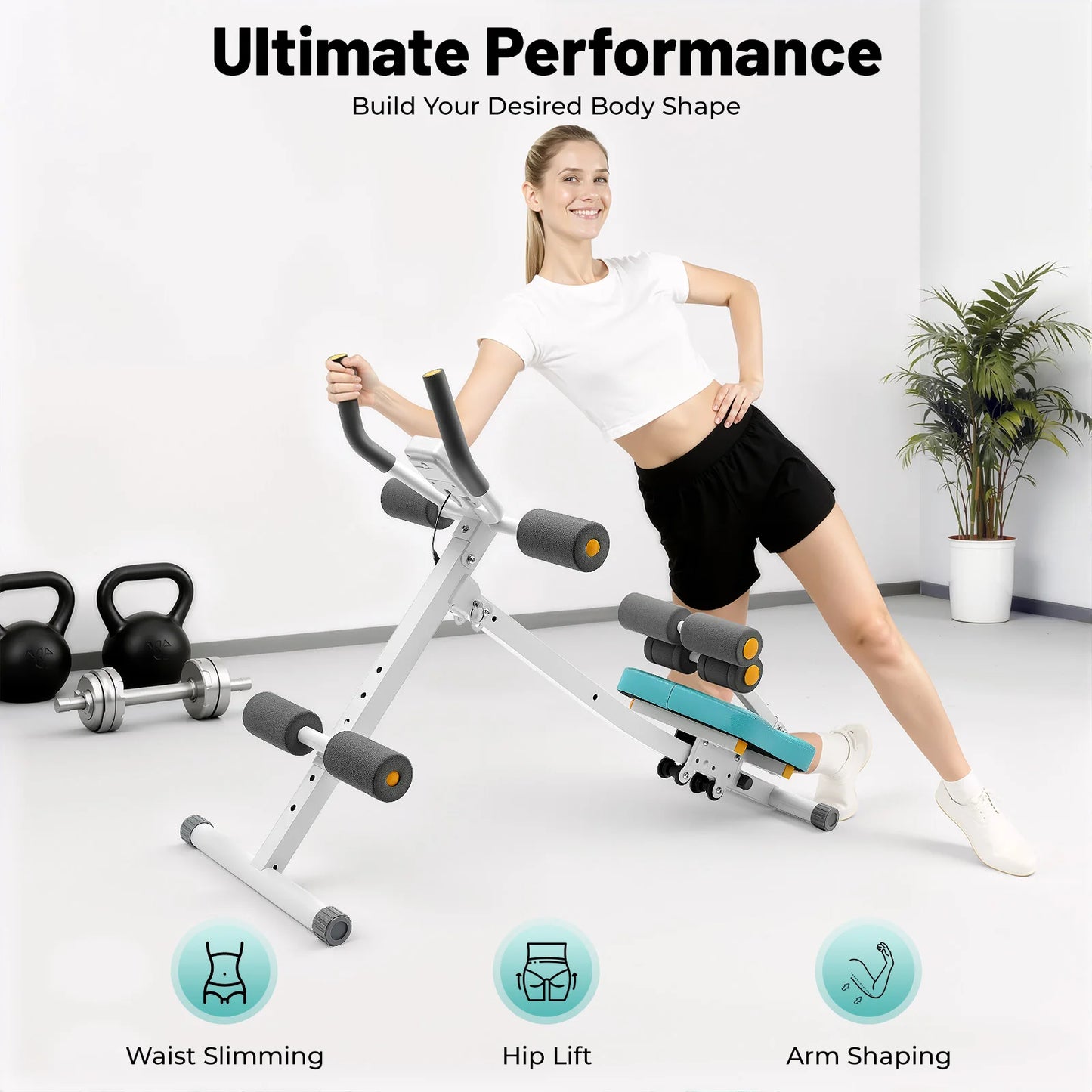 Adjustable Abs Exercise Machine 264lbs Capacity LCD Display With Bands