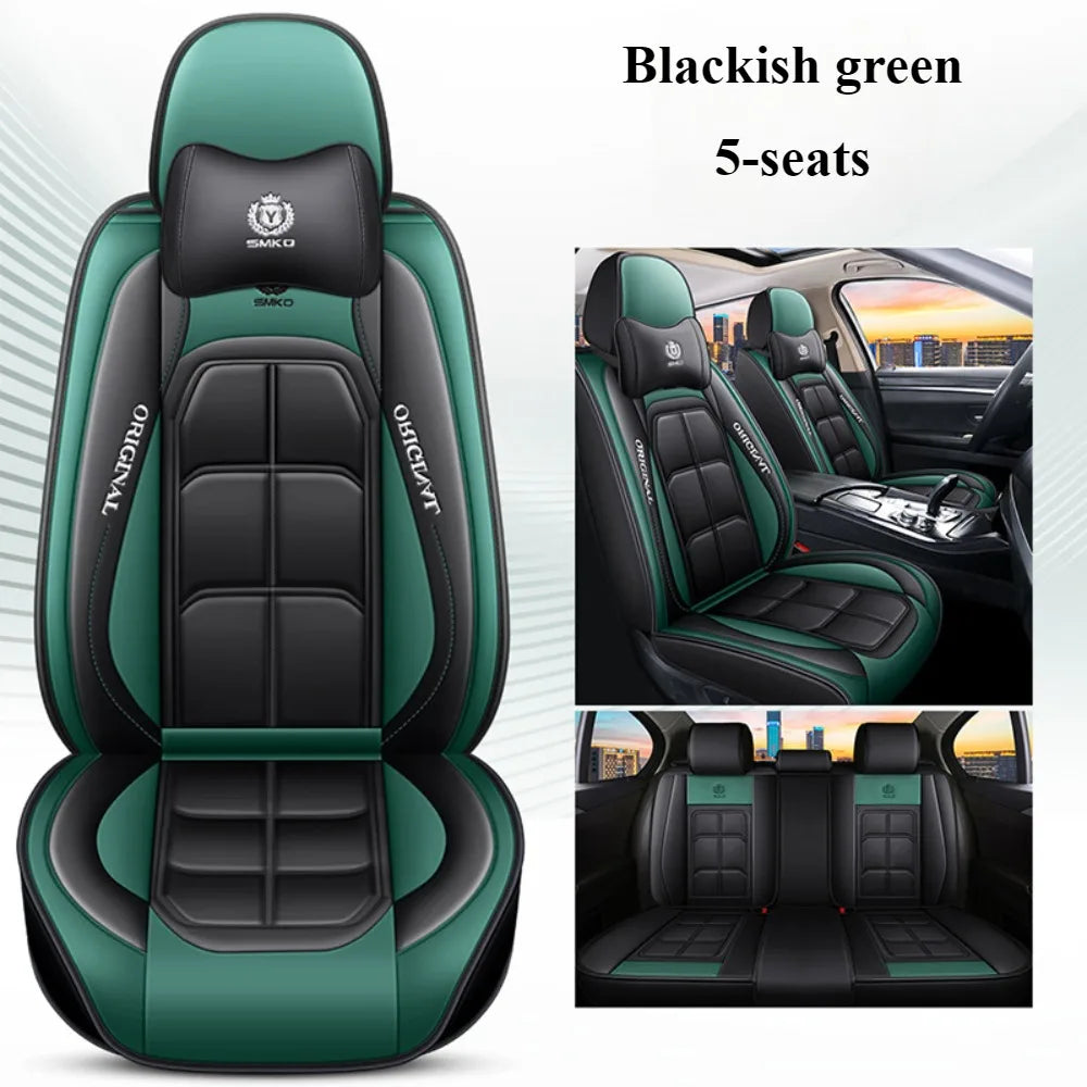 Comfort Edition PU Leather 5 Seater Seat Covers With 2 Headrests Included Wear Resistant Easy To Clean