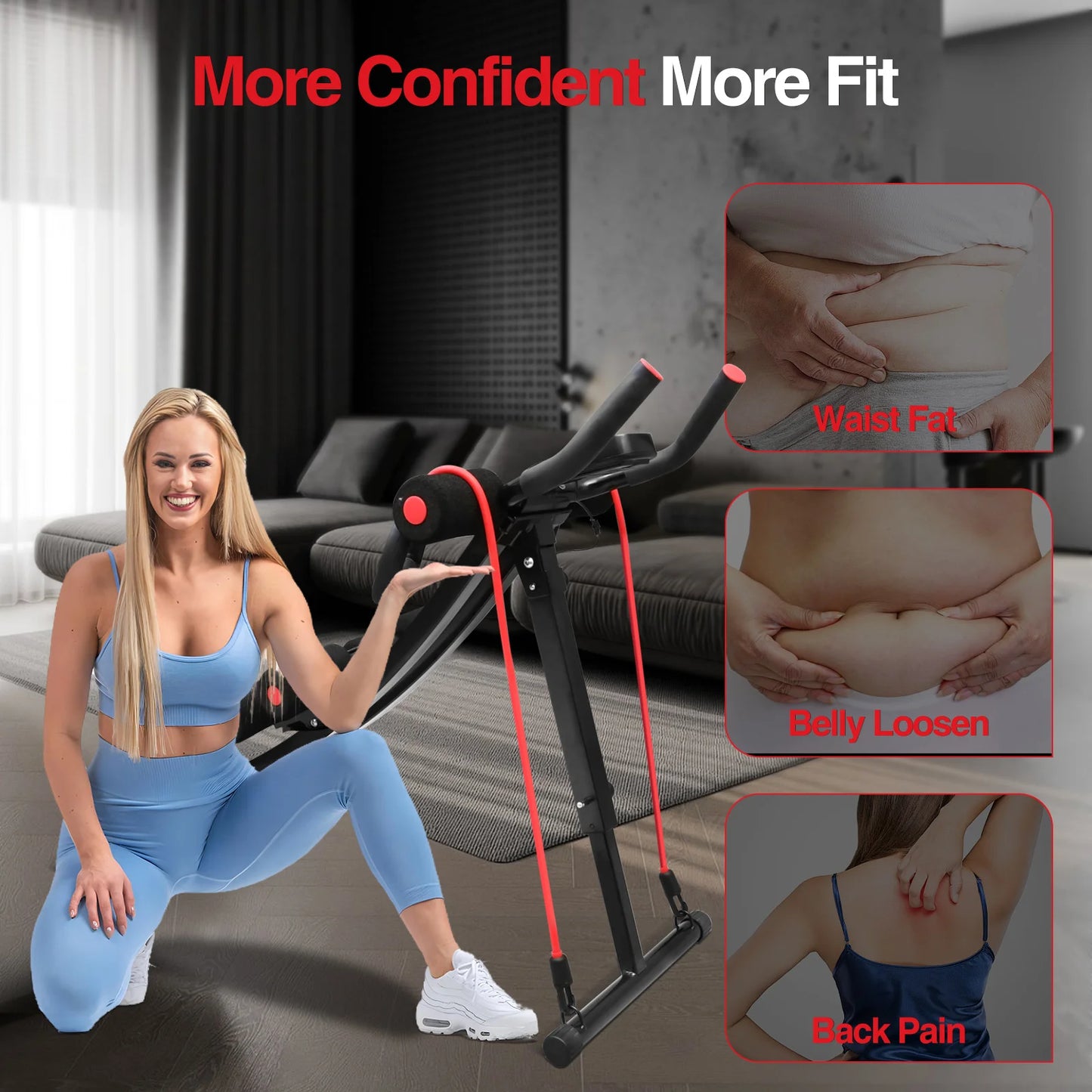 Foldable Abdominal Core Exercise Machine with Bands