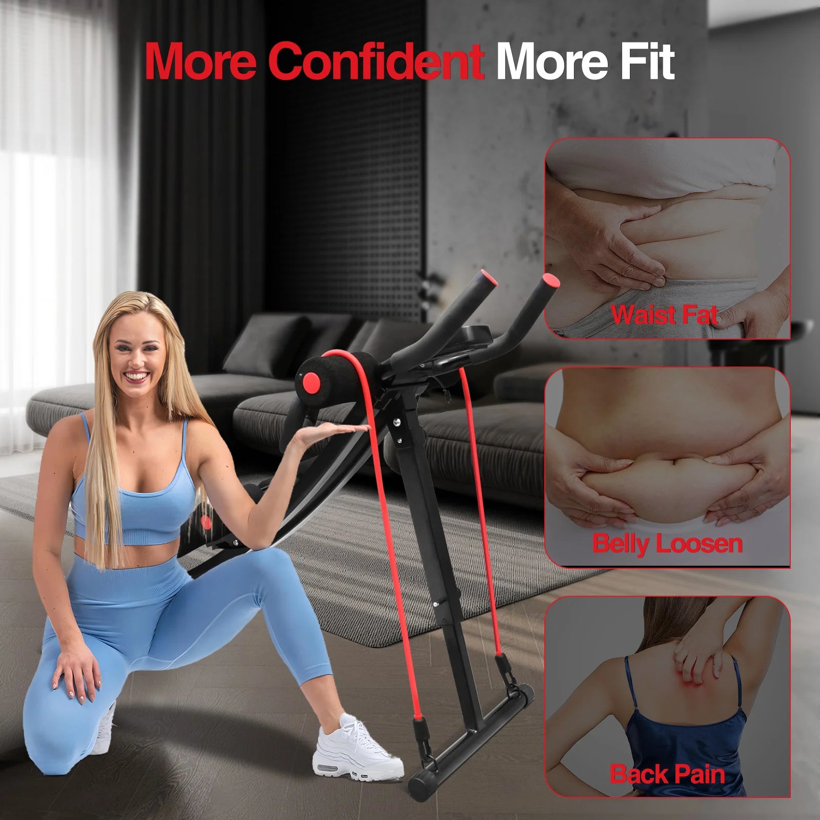 Foldable Abdominal Core Exercise Machine with Bands