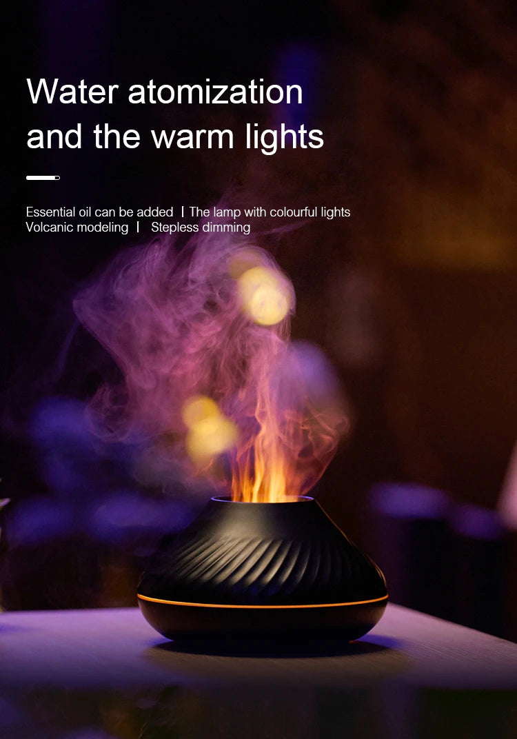 Volcanic Aroma Diffuser Essential Oil Lamp USB Portable Humidifier Night Light