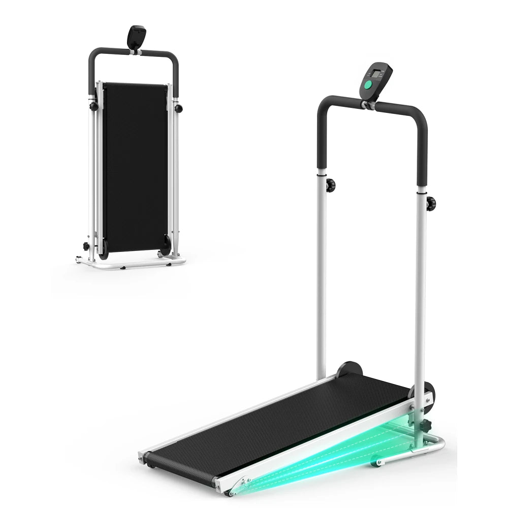 AKLUER Manual Treadmill With Dual Flywheel And LCD Monitor